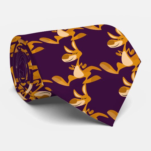 Cute Cartoon Dancing Kangaroo Stropdas (Opgerold)