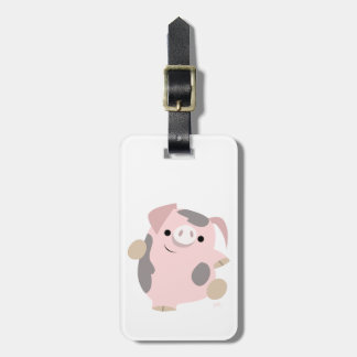 Cute Cartoon Dancing Pig Bagagelabel