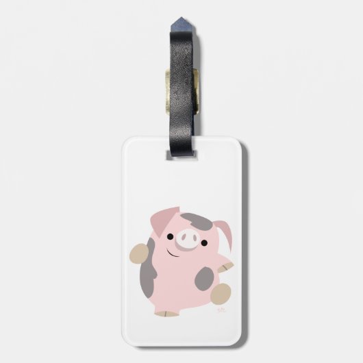 Cute Cartoon Dancing Pig Bagagelabel (Achterkant verticaal)