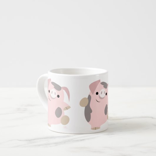 Cute Cartoon Dancing Pig Espresso Mok (Links)