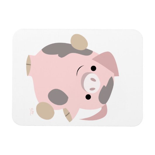 Cute Cartoon Dancing Pig Flexible Magnet Magneet (Horizontaal)