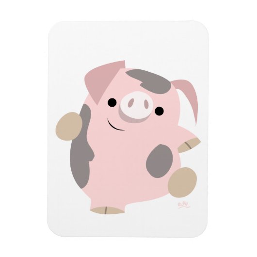 Cute Cartoon Dancing Pig Flexible Magnet Magneet (Verticaal)