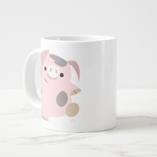Cute Cartoon Dancing Pig Jumbo Mok (Links)