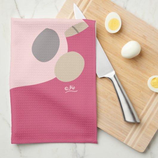 Cute Cartoon Dancing Pig Kitchen Towel Theedoek (Quarter Fold)