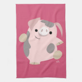Cute Cartoon Dancing Pig Kitchen Towel Theedoek (Verticaal)
