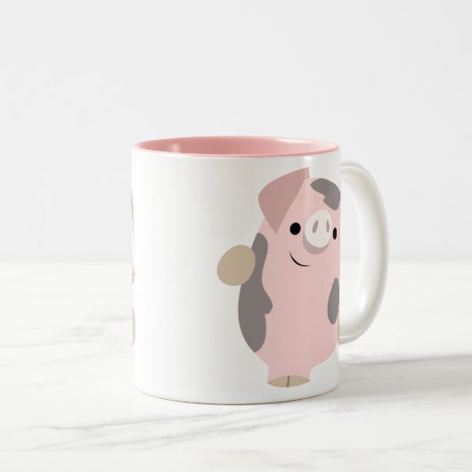 Cute Cartoon Dancing Pig Mok (Voorkant rechts)