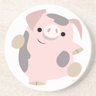 Cute Cartoon Dancing Pig Onderzetter