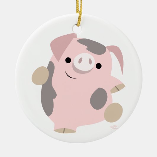 Cute Cartoon Dancing Pig Ornament (Voorkant)