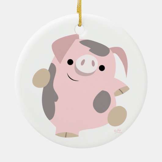 Cute Cartoon Dancing Pig Ornament (Achterkant)
