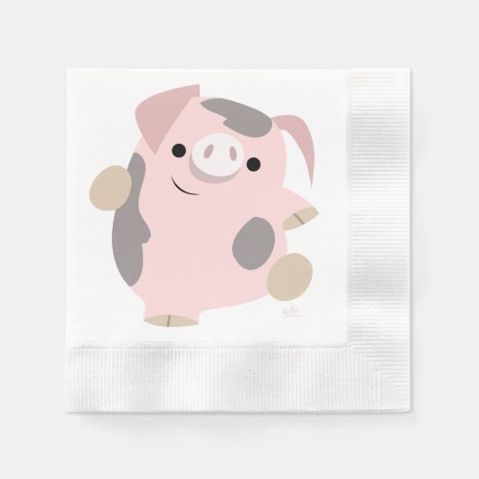 Cute Cartoon Dancing Pig Paper Napkins Servet (Voorkant)