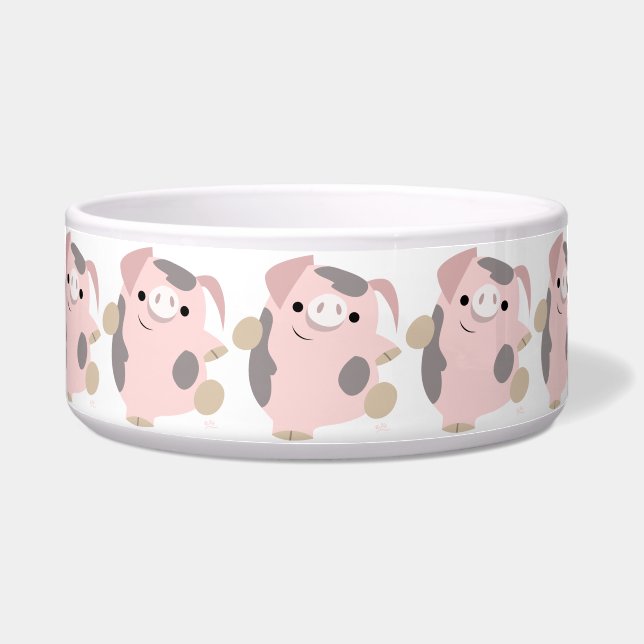 Cute Cartoon Dancing Pig Pet Bowl Voerbakje (Voorkant)