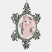 Cute Cartoon Dancing Pig Pewter Ornament (Links)