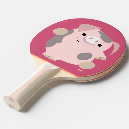 Cute Cartoon Dancing Pig Ping Pong Paddle Tafeltennisbatje (Voorkant Gekanteld)