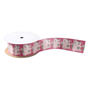 Cute Cartoon Dancing Pig Ribbon Satijnen Lint