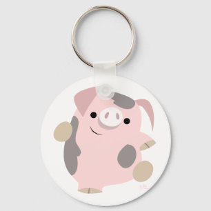 Cute Cartoon Dancing Pig Sleutelhanger
