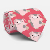 Cute Cartoon Dancing Pig Stropdas (Opgerold)