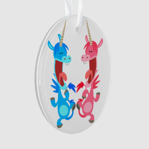 Cute Cartoon Dancing Unicorns AcrylOrnament Ornament