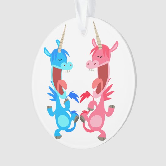 Cute Cartoon Dancing Unicorns AcrylOrnament Ornament (voorkant)