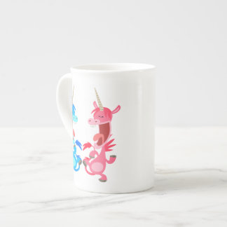 Cute Cartoon Dancing Unicorns Bone China Mok