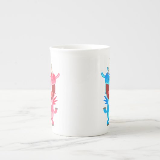 Cute Cartoon Dancing Unicorns Bone China Mok (Voorkant)