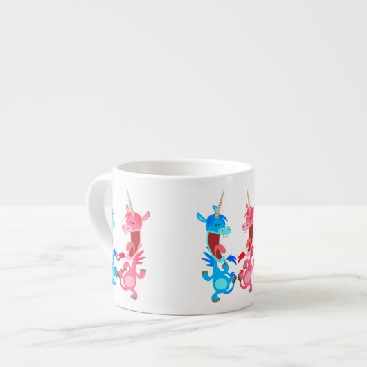 Cute Cartoon Dancing Unicorns Espresso Mok (Links)