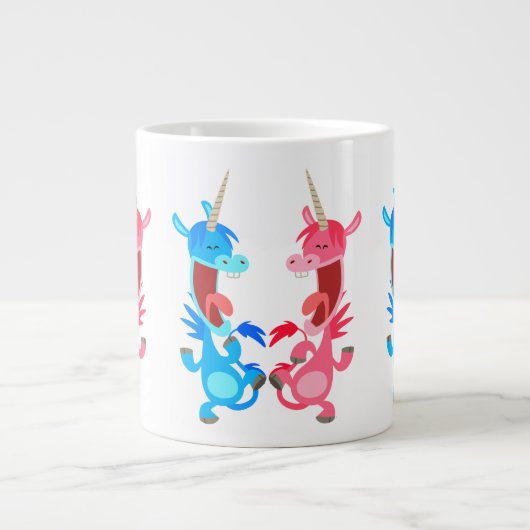 Cute Cartoon Dancing Unicorns Jumbo Mok (Voorkant)