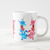 Cute Cartoon Dancing Unicorns Jumbo Mok (Rechts)