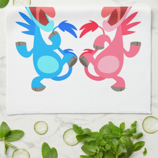 Cute Cartoon Dancing Unicorns Kitchen Towel Theedoek (Gevouwen)