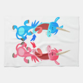 Cute Cartoon Dancing Unicorns Kitchen Towel Theedoek (Horizontaal)