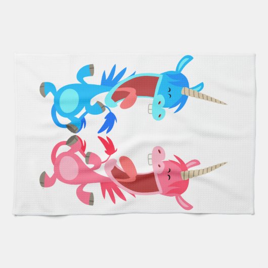 Cute Cartoon Dancing Unicorns Kitchen Towel Theedoek (Horizontaal)