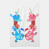 Cute Cartoon Dancing Unicorns Kitchen Towel Theedoek (Verticaal)