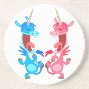 Cute Cartoon Dancing Unicorns Onderzetter