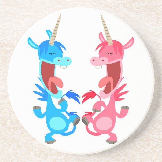 Cute Cartoon Dancing Unicorns Onderzetter (Voorkant)