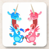 Cute Cartoon Dancing Unicorns Onderzetters Set (Voorkant)