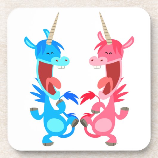 Cute Cartoon Dancing Unicorns Onderzetters Set (Voorkant)