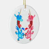 Cute Cartoon Dancing Unicorns Ornament (Rechts)