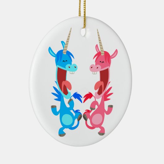 Cute Cartoon Dancing Unicorns Ornament (Rechts)