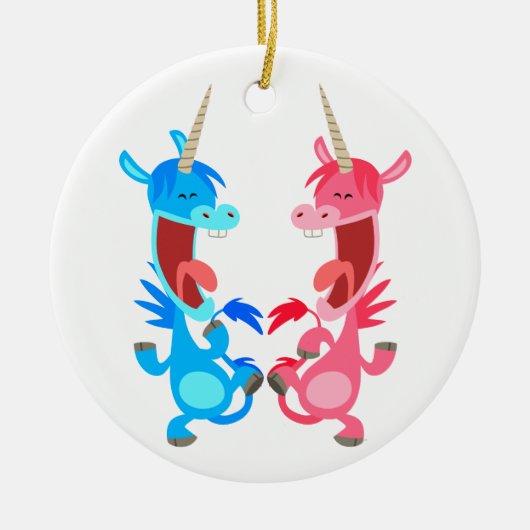 Cute Cartoon Dancing Unicorns Ornament (Voorkant)