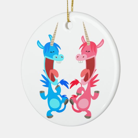 Cute Cartoon Dancing Unicorns Ornament (Links)