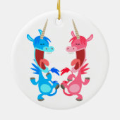 Cute Cartoon Dancing Unicorns Ornament (Achterkant)