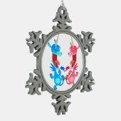 Cute Cartoon Dancing Unicorns Pewter Ornament (Links)