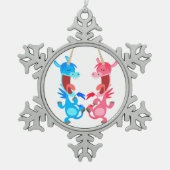 Cute Cartoon Dancing Unicorns Pewter Ornament (Voorkant)