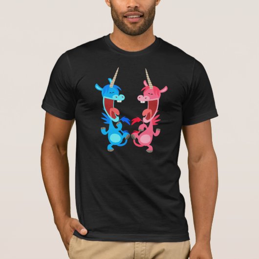 Cute Cartoon Dancing Unicorns T-Shirt (Voorkant)