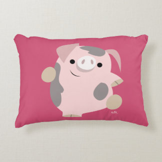 Cute Cartoon Dansend Pig Accent Pillow Decoratief Kussen