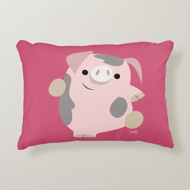 Cute Cartoon Dansend Pig Accent Pillow Decoratief Kussen (Voorkant)