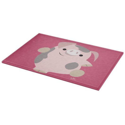 Cute Cartoon Dansend Pig Cutting Board Snijplank (Hoek)