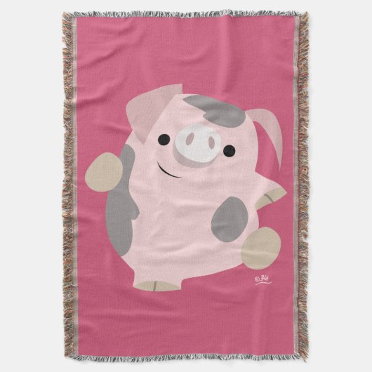 Cute Cartoon Dansend Pig Throw Blanket Deken (Voorkant Verticaal)
