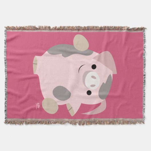 Cute Cartoon Dansend Pig Throw Blanket Deken (Voorkant)
