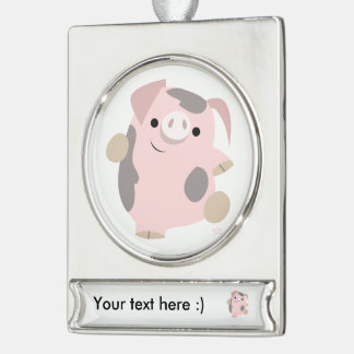 Cute Cartoon danserend varkensbanner Ornament Verzilverd Banner Ornament