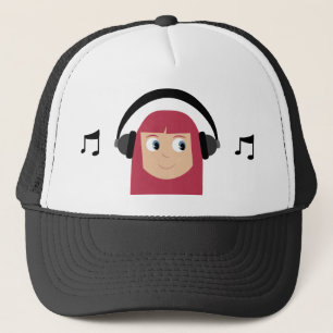 Cute Cartoon Dee Jay Girl met hoofdtelefoon Trucker Pet
